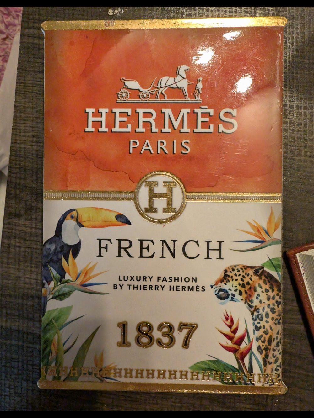 💜Source Unknown He**ès Paris Red, White and Gold Decorative Art Book Cover